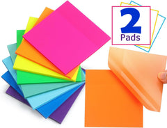 Transparent (100 Pcs Multicolor 3x3 Inch) Self-adhesive Sticky Notes, Ideal For Office, School