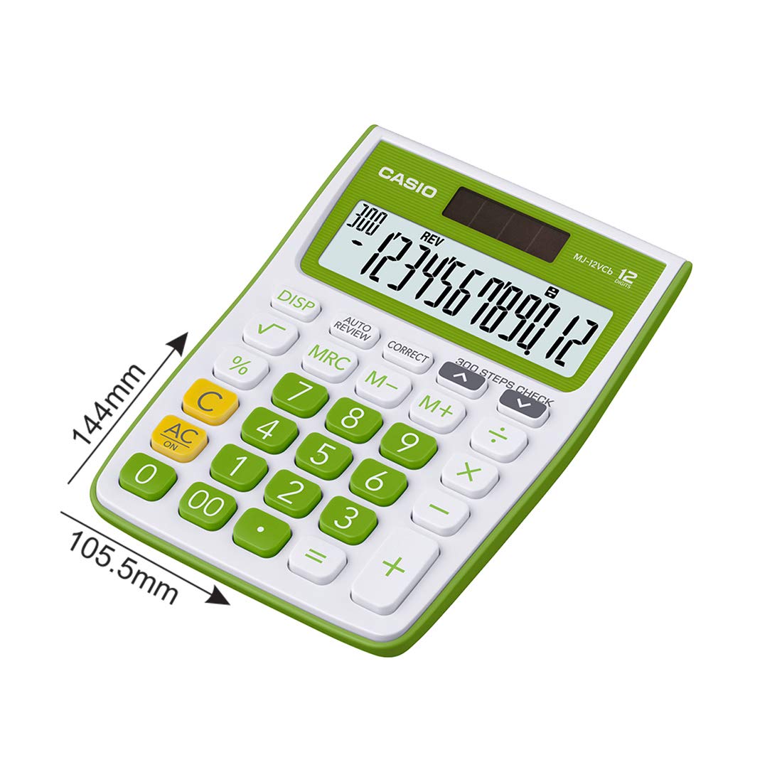Casio Mj-12vcb-gn 300 Steps Check & Correct Colourful Desktop Calculator (Green) | 12 Digits, 2-way Powered - Show Numbers In Million & Billion Also
