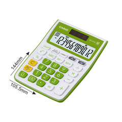 Casio Mj-12vcb-gn 300 Steps Check & Correct Colourful Desktop Calculator (Green) | 12 Digits, 2-way Powered - Show Numbers In Million & Billion Also