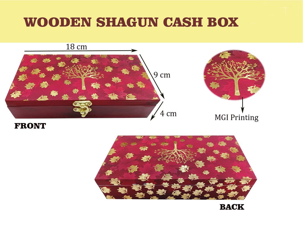 Designer Wodden Fancy Shagun Gift Boxes For Wedding, Shagun Cash Box Or Money Box With Mgi Printing For Wedding, Engagement, Holi, Diwali, Baby Showers, Colour - Multicolour, Pack Of 2