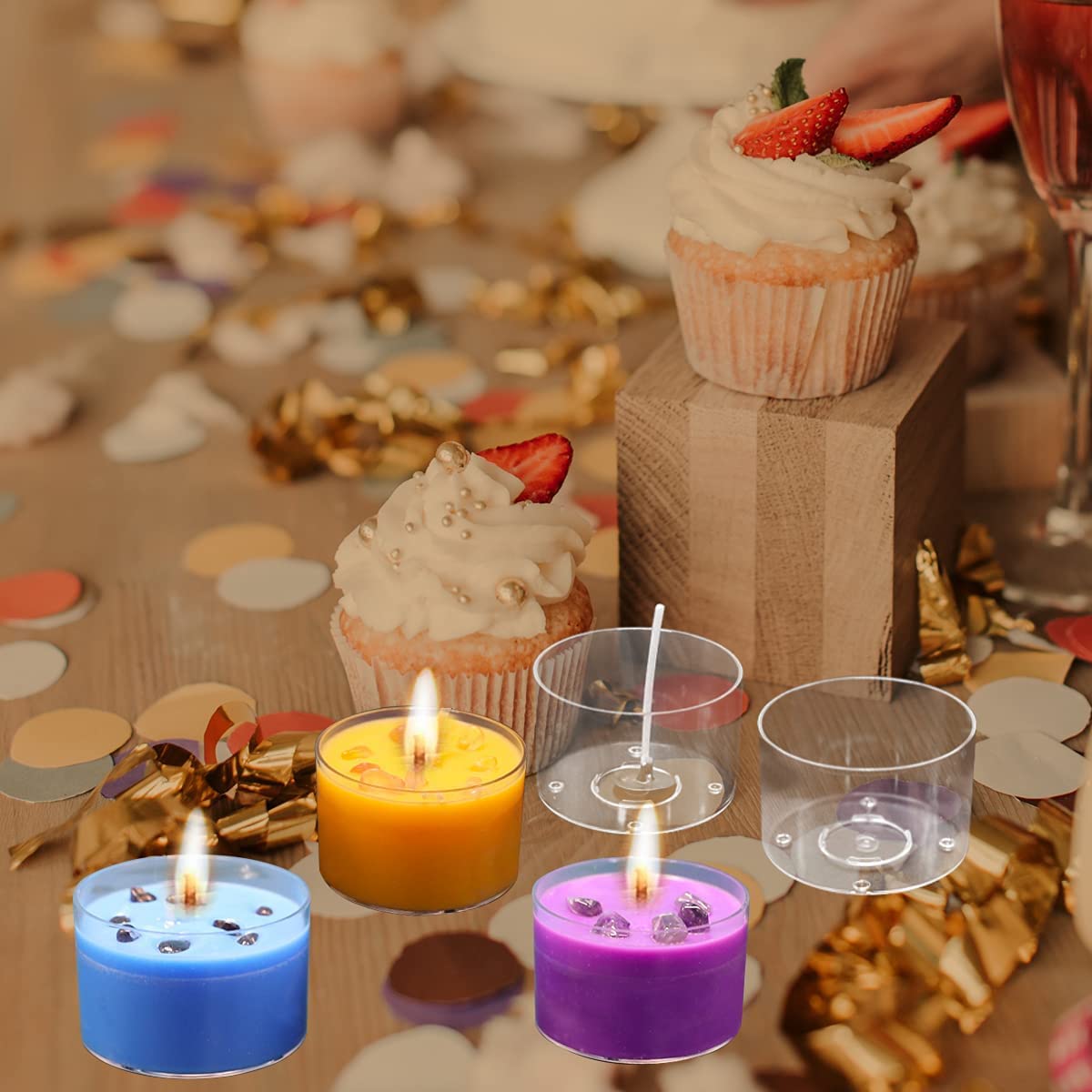 ACRYLIC CUPS HOLDERS TEALIGHT CANDLE | 52 GM VOTIVE CANDLE PACK OF 50