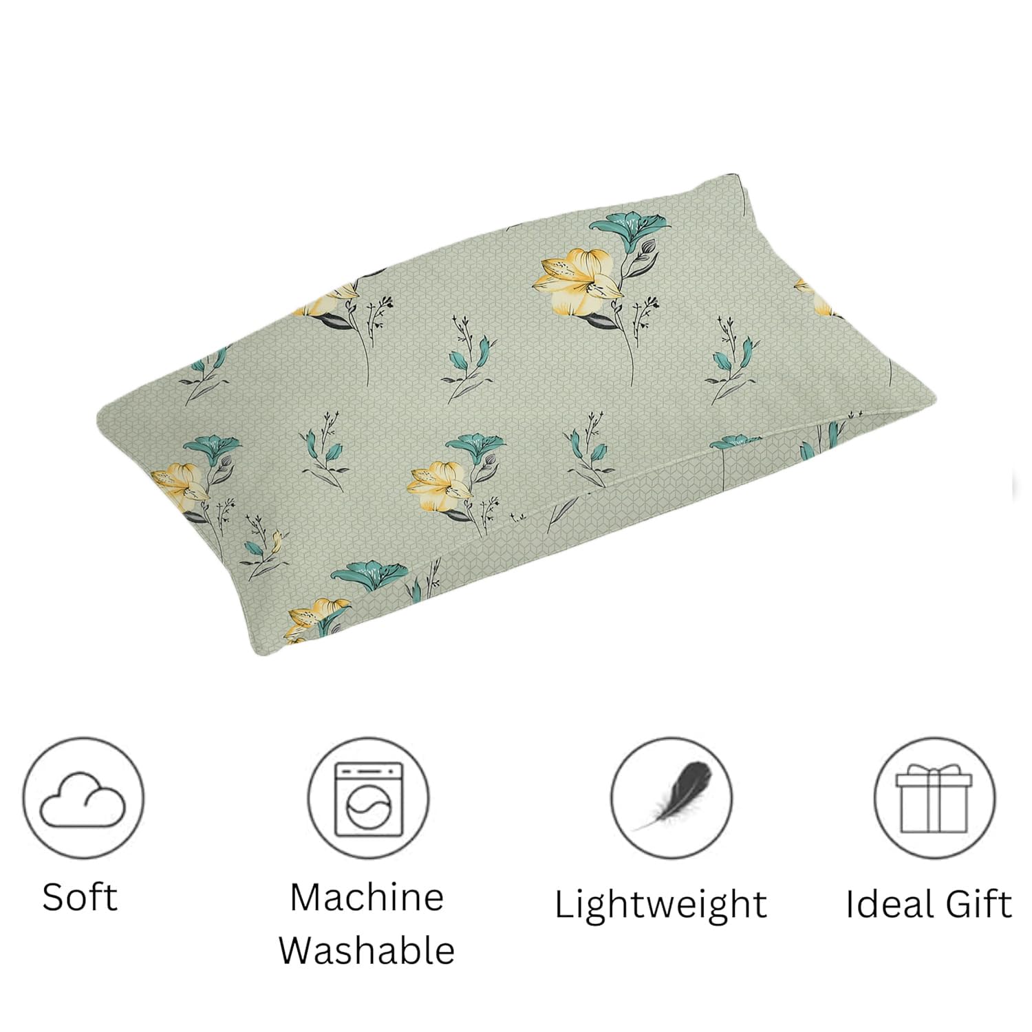 Printed Bedsheet For Single Bed With 1 Pillow Cover - 60 X 90 Inches, Yellow & Green | Super Soft - Glace Cotton Breathable & Wrinkle Free - 2 Pcs Set