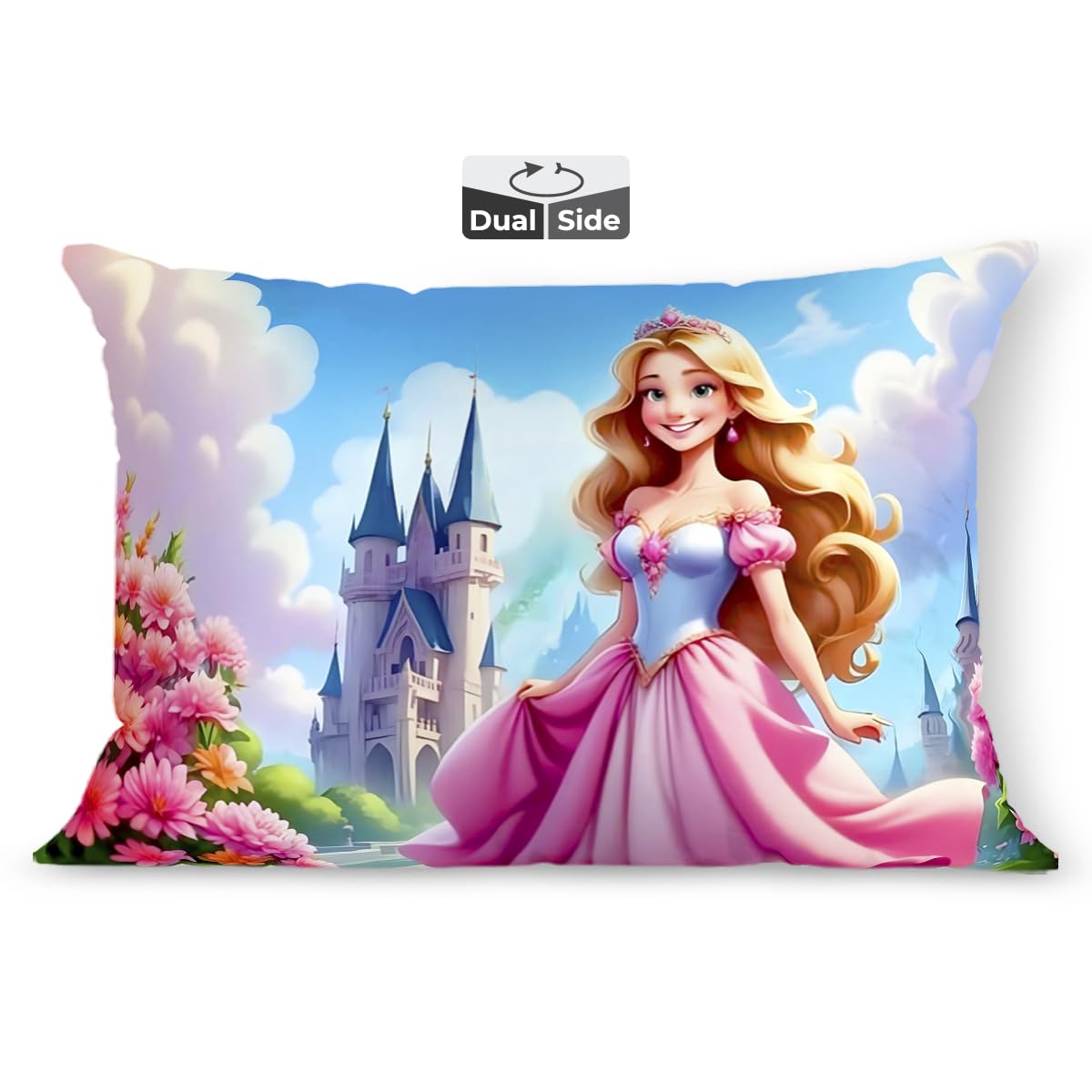 Kids Pillow Cushion With Super Soft Fabric Pillow - 12 X18 Inches | Animal & Cartoon Prints, Soft Pillow, Dual Sided Design | Multi-Purpose, Durable & Easy Care, Made In India - Design 12