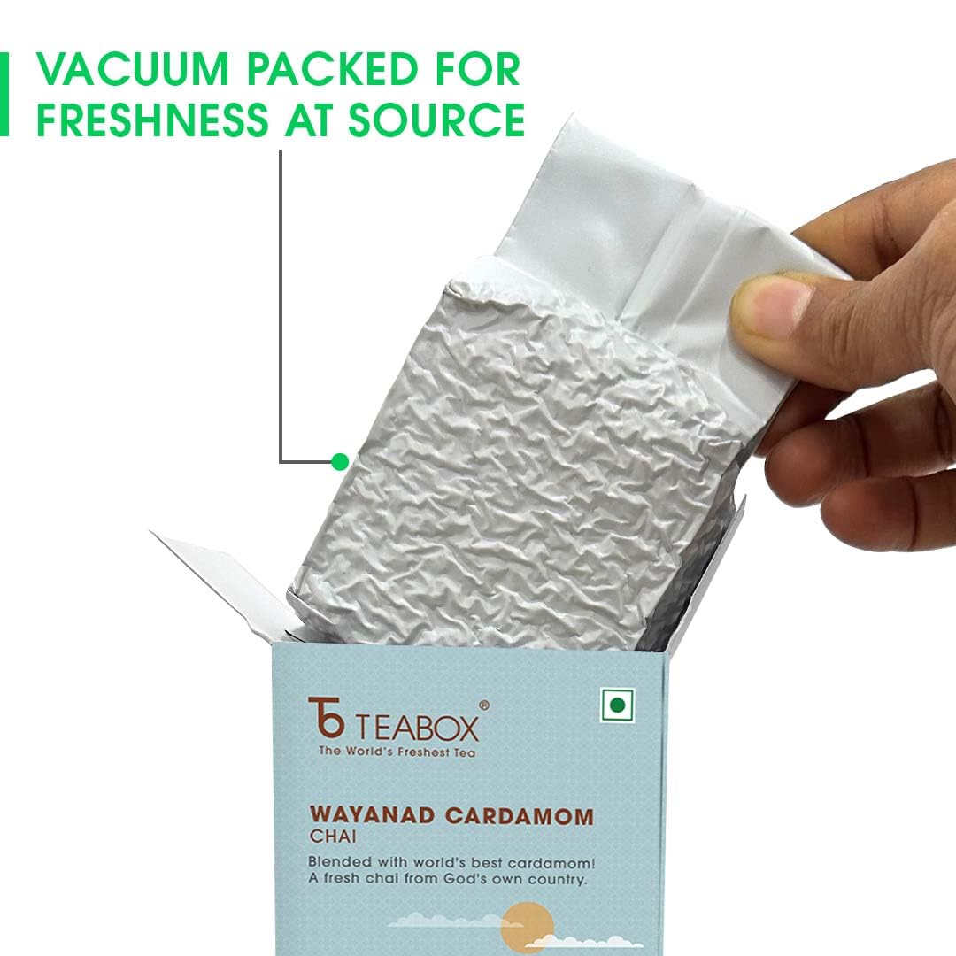 Teabox Wayanad Cardamom Chai Tea - 250gm, 8.8 Ounce | Blended With The Best Cardamom Found In The World - From God's Own Country | Caffeine Free Leaf Tea