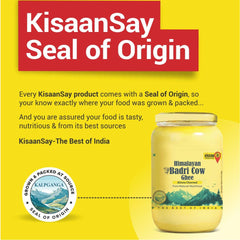 Pure Himalayan Badri A2 Cow Ghee By Kisaansay | Traditionally Bilona Churned Pure Desi Ghee Perfect For Body Joint Pain | (1 Litr) 33.8 Ounce | Jar Pack