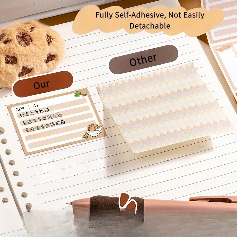 256 Pc Peel Off Sticky Notes - Self Adhesive Easy Tear Kawaii Stick Notes For Study