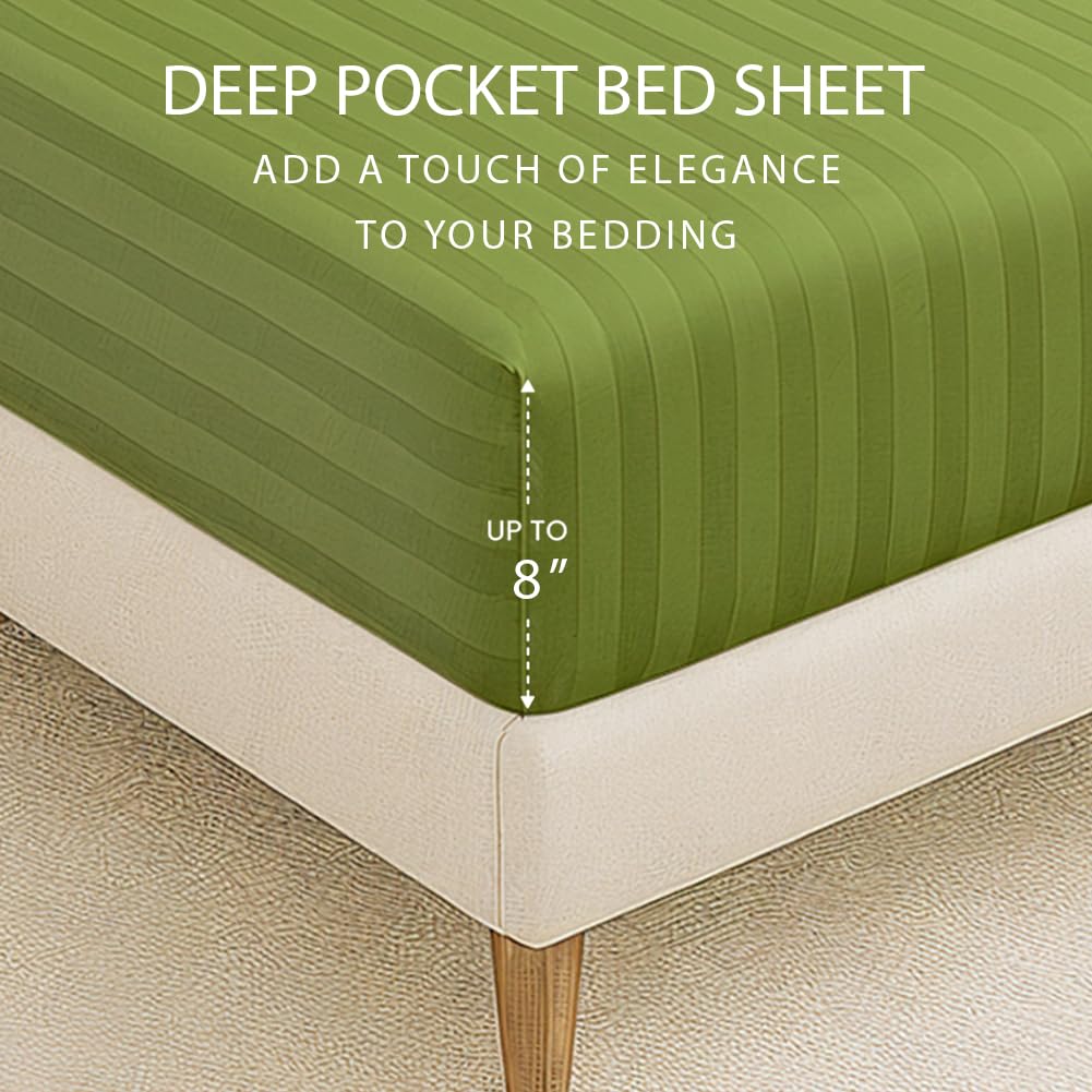 Elastic Fitted Bedsheet For Queen Size With 2 Pillow Covers | 60 X 78 Inches, Lime Green - Soft & Comfortable Ideal For Guest Room, Hotel