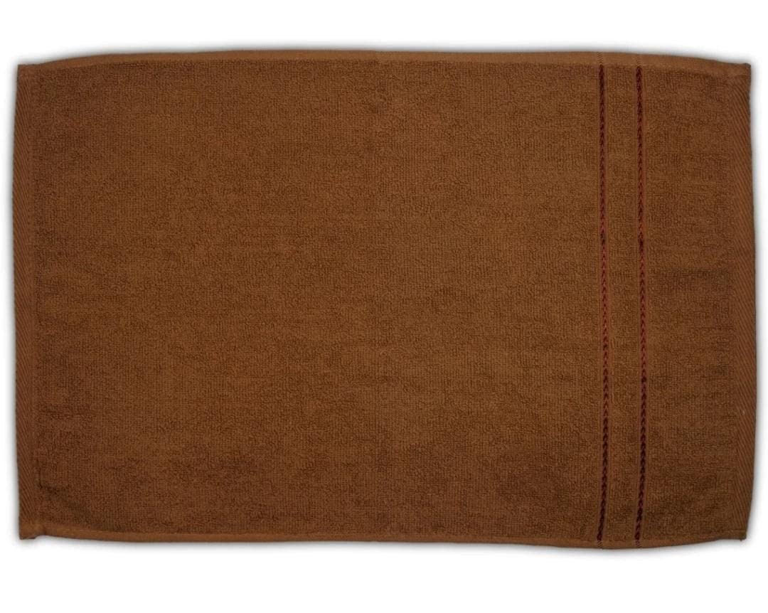 Sheevshakti Cotton Hand Towel 600 Gsm | Quick Dry Attractive Border Soft Extra Absorbency Hand Towels (Brown) - Set Of 4