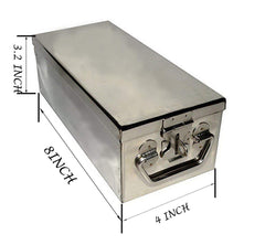 Stainless Steel Locker Boxes, Cheque Book Box, Jewellery Boxes, Cash Box, Bank Locker Box, Peti Size - 8 Inch Cash Box (8" Long (Small) - 8" X 4" X 3"), Colour - Silver