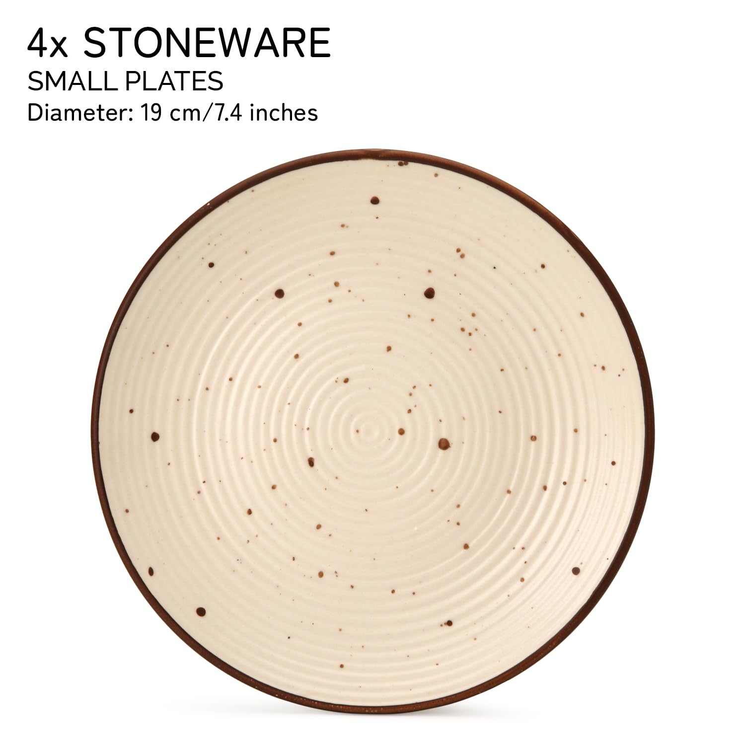 Ceramic Handcrafted Serving Small Plates Set Of 4 - 7.4 Inch, Beige | Hand Painted, Stoneware - Dinnerware | Scratch Resistant, Microwave & Dishwasher Safe