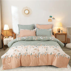 Cotton Super King Size Bedsheet With 2 Large Size Pillow Covers - 108 X 108 Inches, Peach & White | 240 Thread Count Suitable For All Seasons & Easy To Wash