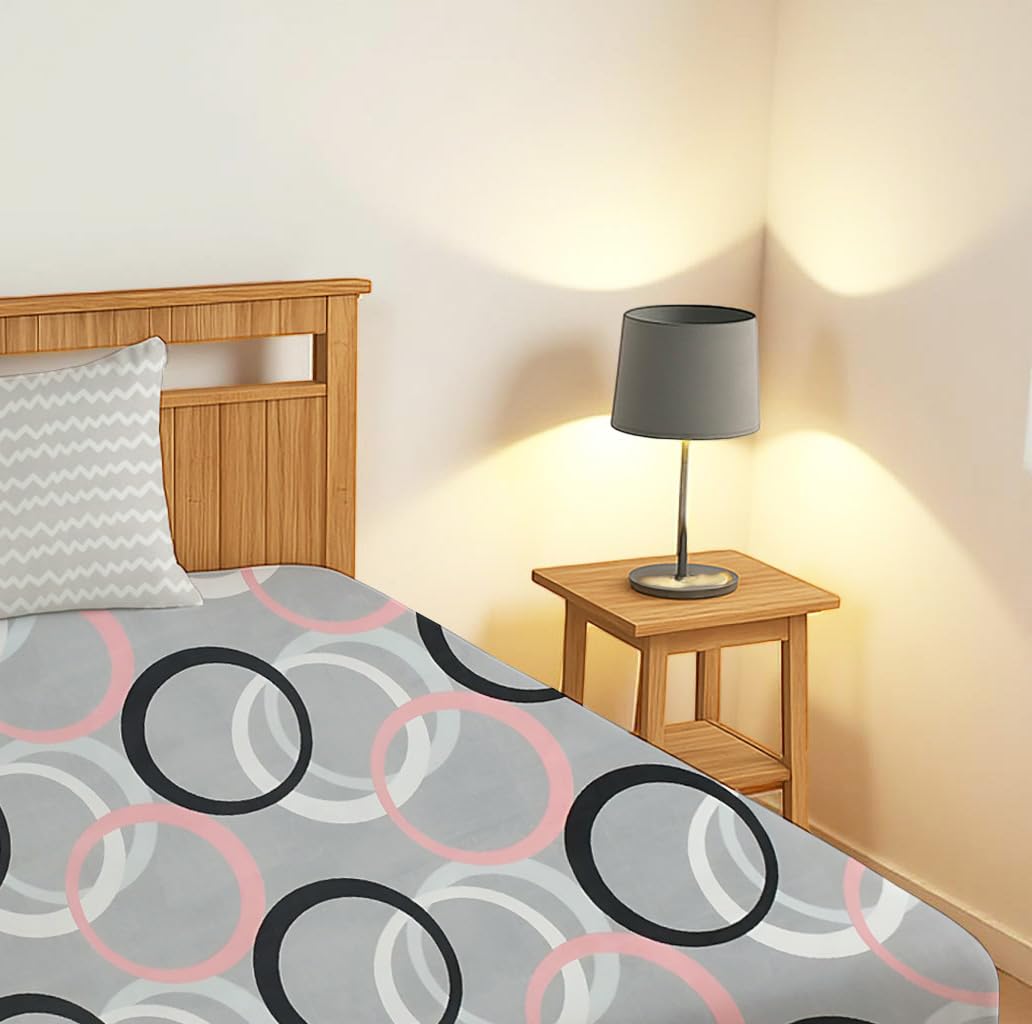 Print Cotton 1 Single Bedsheet With 1 Pillow Cover - 60 X 90 Inches, Grey & Black | Soft & Breathable Fabric, Skin-Friendly Bed Sheet For All Seasons
