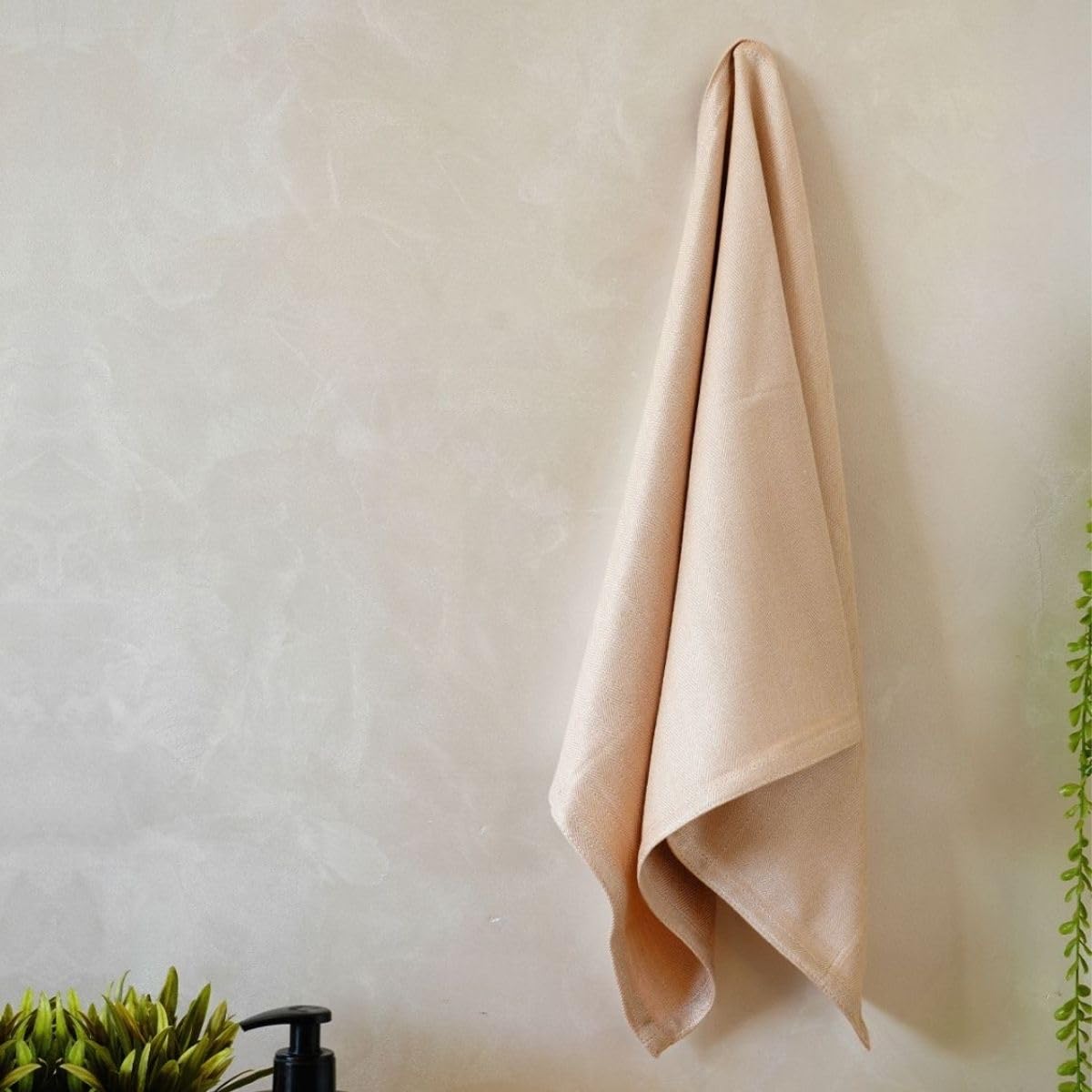 Debaans 100% Bamboo Hand Towels 800 Gsm | Buttery Soft, Ultra-Absorbent, Lightweight, Anti-Microbial, Hypoallergenic, Quick Dry Hand Towel (Set Of 4) - Beige