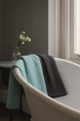Drape&Luxe Gen-Z Towel Premium Waffle Cotton Bath Towel 1200 Gsm | Super Soft & High Absorbency Towel, Quick Drying Large Size Towels (Blue & Black) - Pack Of 2
