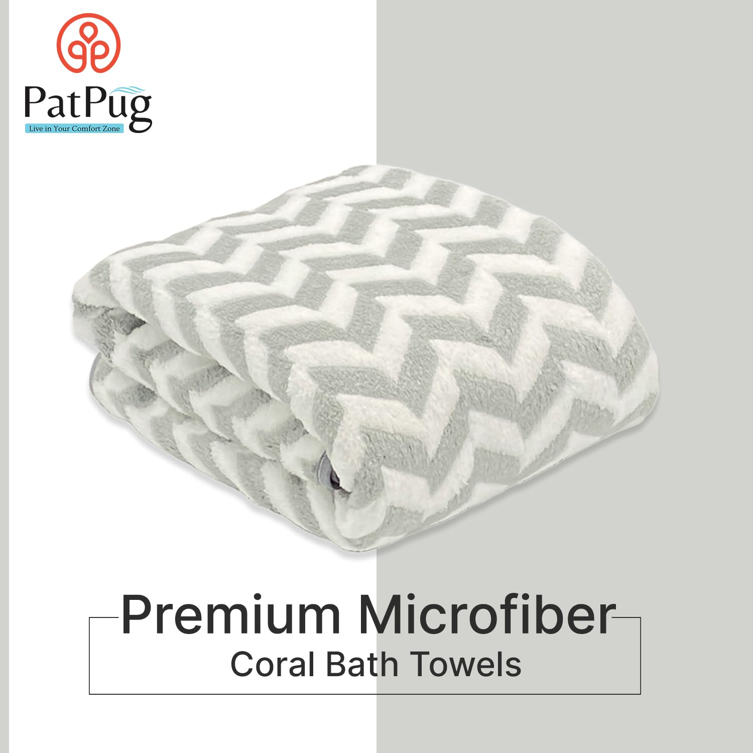 Patpug Coral Microfiber Ultrasoft Comfortable Highly Absorbent Quick Drying Large Bath Towel 350 Gsm (Grey)
