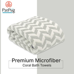 Patpug Coral Microfiber Ultrasoft Comfortable Highly Absorbent Quick Drying Large Bath Towel 350 Gsm (Grey)