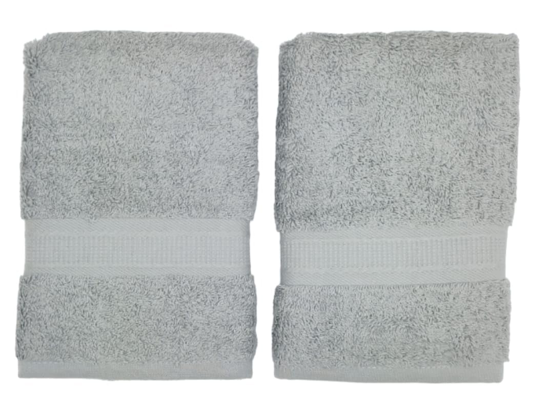 Bombay Dyeing Plain Santino 500 Gsm Cotton Hand Towel Set - Grey (2 Piece)