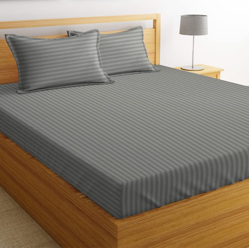 Plain Bedsheet For Double Bed King Size With 2 Pillow Covers | 90 X 100 Inches, Grey - Ideal For Home, Hotels, Guest House Durable For All Season