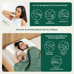 Cervical Pillow For Sleeping, Engineered Latex Soft Pillow - Standard Size - 6 Inch | Thick Pillow For Neck & Shoulder Pain Relief | Orthopedic Pillow For Back, Stomach Sleepers - Set Of 2