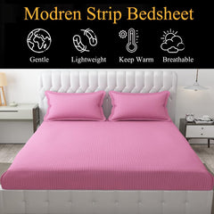 Plain Double Bedsheet For Queen Size With 2 Pillow Covers - 90 X 95 Inches, Light Pink | Wrinkle Resistant & Soft Skin Safe | All Season Comfort Fabric