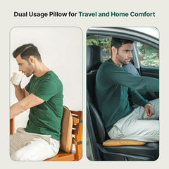 Memory Foam Pillow, Travel Lumbar Back Support Chair Cushion Pillow, Orange - 14 L X 10 W X 2.5 H Inch | For Back Pain Relief, Soft Pillow, Multiples Uses, Comfortable Pillow - Pack Of 1