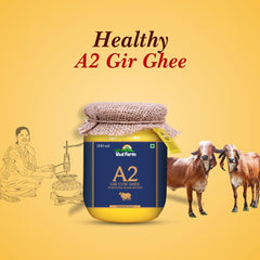 Organic A2 Gir Cow Ghee By Ved Farm | Traditional Vedic Bilona Method Indian Gir Cow Ghee Good For Taste | (500ml) 16.9 Ounce | Jar Pack