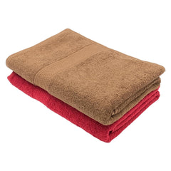 PatPug 100% Indian Ultra Soft Cotton 450 Gsm Bath Towel Large Bath Towel | Highly Absorbent Quick Drying Durable Towel For Men, Women & Kids (Ruby Red & Coffee Brown)