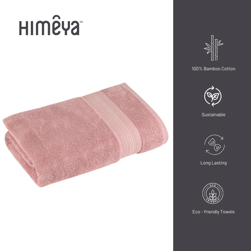 Himeya Bamboo Bath Towel 1200 Gsm | Ultra Absorbent 3x Softer Than Cotton Towels | Pack Of 2 - Butter Pink