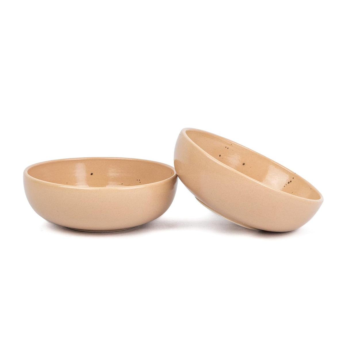 Ceramic Pasta Bowl Set Of 2 Pieces - 18cm, Beige, 800ml Each | Stoneware Ceramic Serving Bowls | Pasta Plate - Deep Plate | Ceramic Bowl With Glossy Finish - Pasta Serving Plate