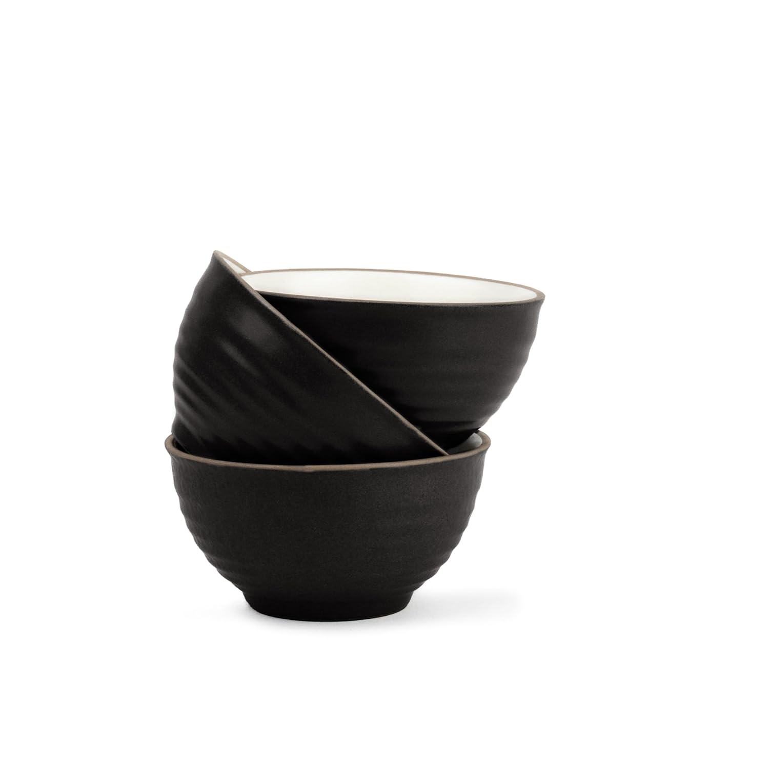 Ceramic Japandi Veg Bowls Set Of 6 For Dinner - 220ml Each, Black | Katori Set Of 6 | Premium Stoneware - Ceramic Bowls Set Of 6 | Dessert Bowl Set With Glossy Finish - Ice Cream Bowls