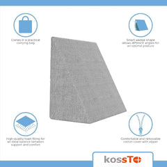 Wedge Pillow Memory Foam For Pain Relief, Grey - 18 L X 17.5 W X 11 H Inch | Wedge Cushion, For Back Support, Acid Reflux, Snoring, Gerd, Leg Elevation, Pregnancy | Removable Velvet Cover
