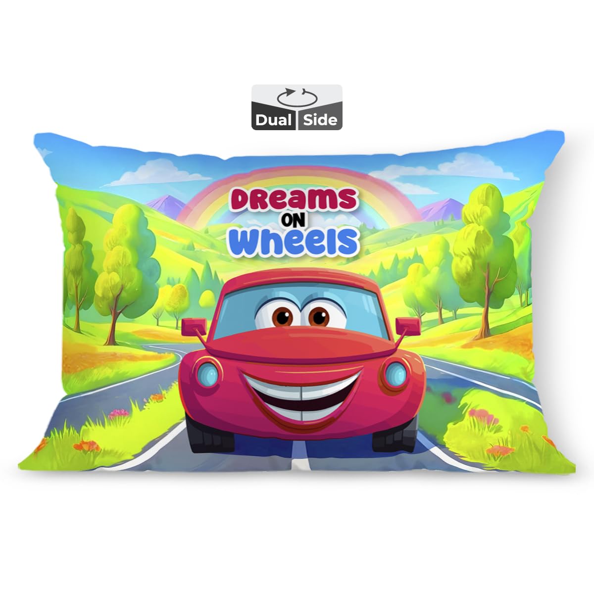 Kids Pillow Cushion With Super Soft Fabric Pillow - 12 X18 Inches | Animal & Cartoon Prints, Soft Pillow, Dual Sided Design | Multi-Purpose, Durable & Easy Care, Made In India - Design 6