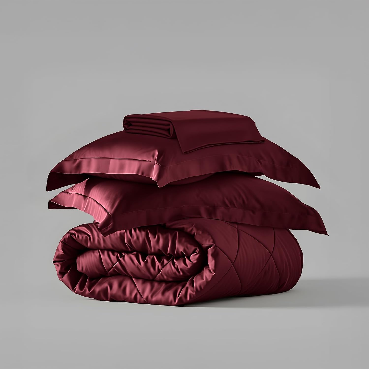 Comforter Set With Double Bedsheet & Pillow Covers - 90 X 100 Inches, Velvet Wine | Complete Bedding Set, Ideal Gifts For Couples, Bedroom Home Furnishing, Date Night