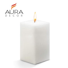 WHITE UNSCENTED SQUARE CANDLE 6 INCH | PERFECT FOR EVENTS CANDLE DECORATION