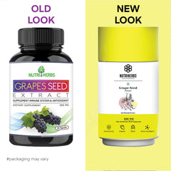 Nutriherbs Organic Grape Seed Extract Capsules 500mg, Potent Antioxidant Supplement For Skin & Hair Health, Anti - Aging Support & Immune Boost | 90 Vegan Capsules 150gm 0.3lbs