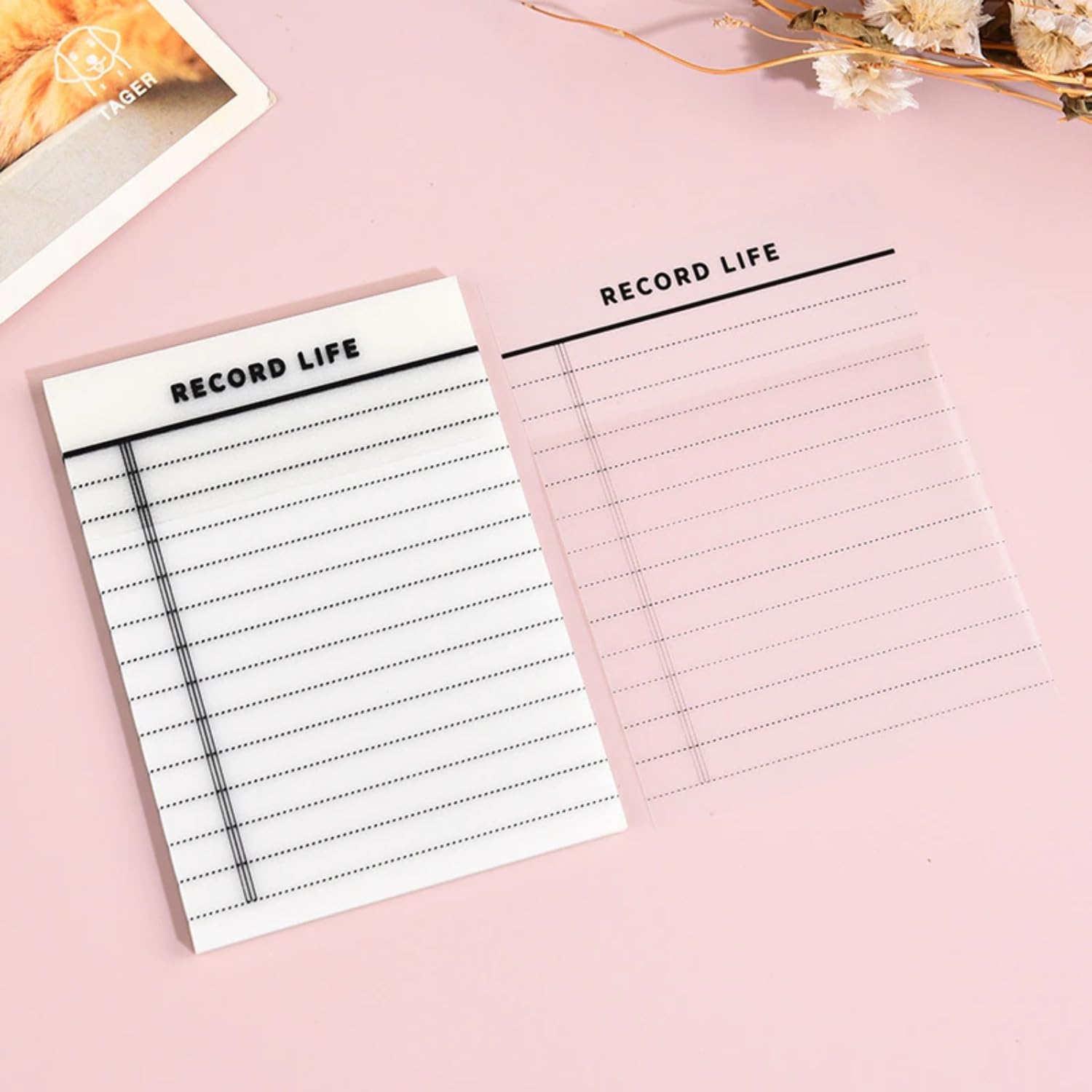 Transparent Sticky Notes Set - Sticky Notes Pad Office Stationery 50 Sheets Per - Pack Of 2 Pcs