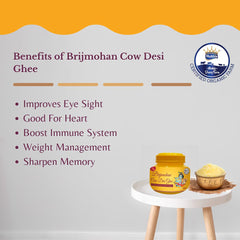 100% Natural Cow Desi Ghee By Brijmohan | Naturally & Healthy Pure Desi Ghee Perfect For Use Puja | 3 Litre (500ml * 6) 101.4 Ounce | Jar Pack