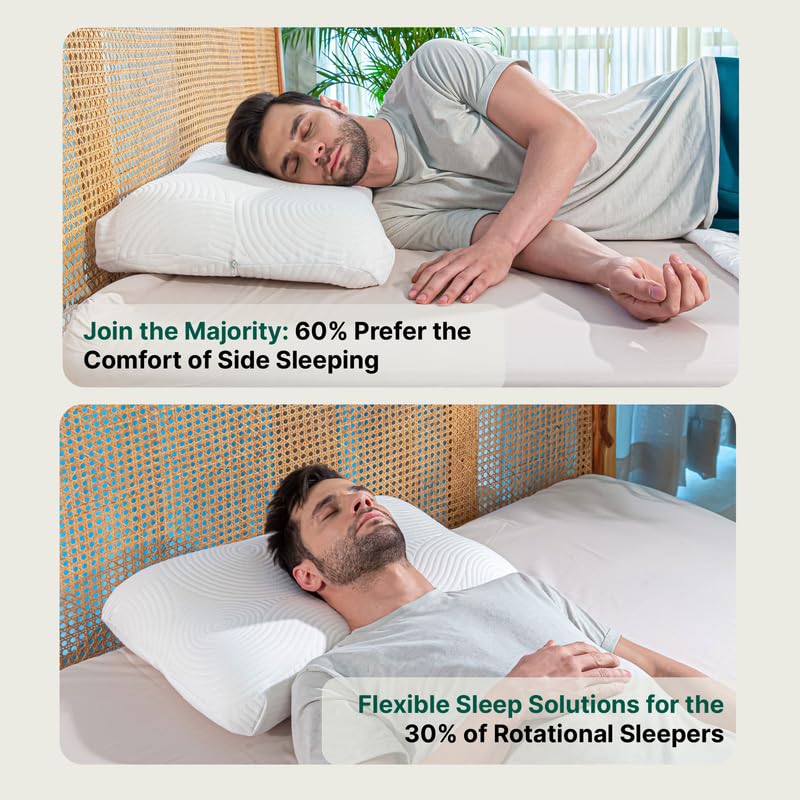 Cervical Orthopedic Memory Foam Pillow, Wave Designed, Bed Pillow For Sleeping - Big Size - 26.5 L X 15.5 W X 4.5 H Inch | Neck Support, Back Pain Relief, For All Sleeping Positions