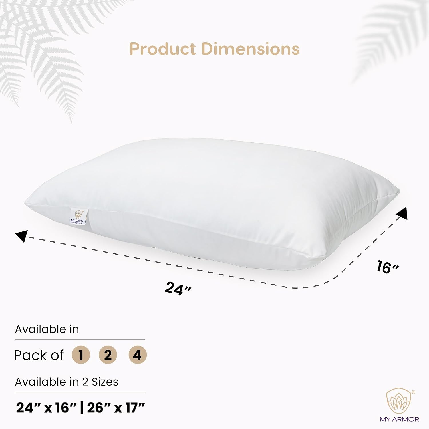 Microfiber Pillows For Sleeping, Neck Support, White Pillows - 16 X 24 Inches | Antimicrobial, Fade-Resistant, Hypoallergenic, Washable, Bed Pillow | Easy Maintenance - Set Of 4