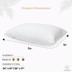 Microfiber Pillows For Sleeping, Neck Support, White Pillows - 16 X 24 Inches | Antimicrobial, Fade-Resistant, Hypoallergenic, Washable, Bed Pillow | Easy Maintenance - Set Of 4