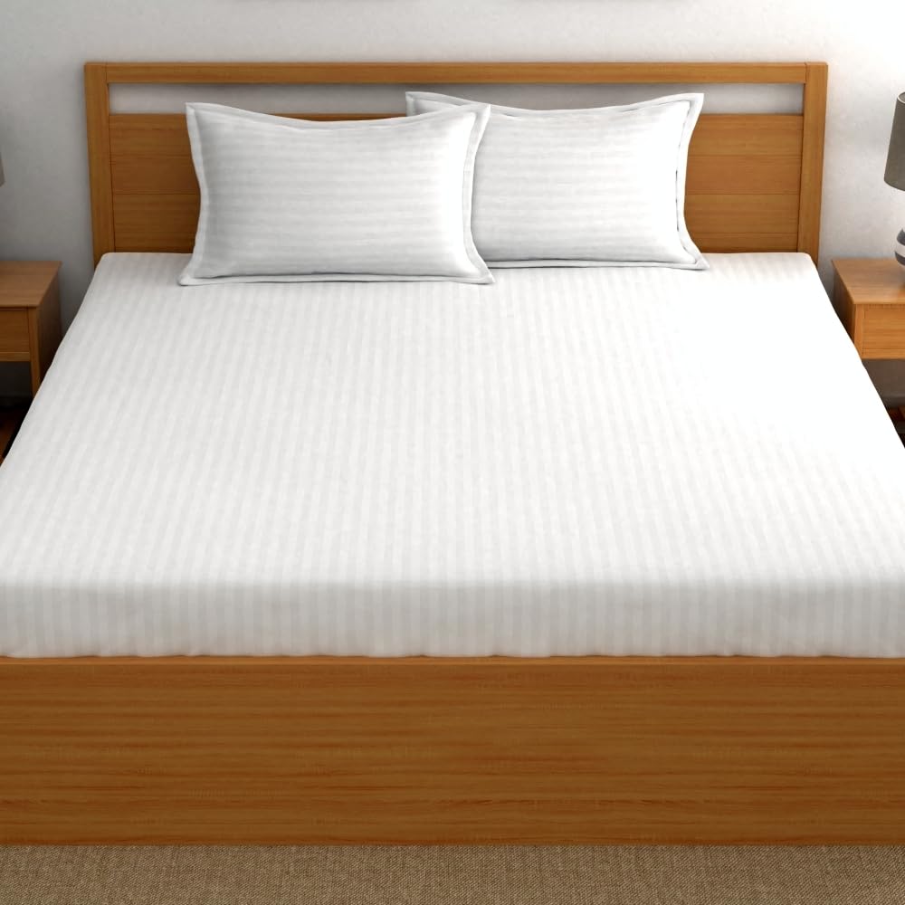 1 Double Bedsheet With 2 Matching Pillow Cover - 90 X 90 Inches, White | Comfort Fabric Bedsheet Home, Hotel & Guest House