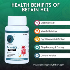 Element One Betaine Hcl With Pepsin Stomach Acid Balance & Digestive Enzymes Health Support Acidity, Indigestion, Gut Health Support, Nutrient Absorption | 60 Tablet 100gm 0.2lbs