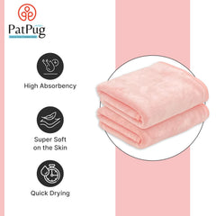 Patpug Ultra Soft Microfiber Hand Towel 400 | Comfortable, Fade Resistant, Highly Absorbent, Quick Drying Towel (Baby Pink) - 2 Piece