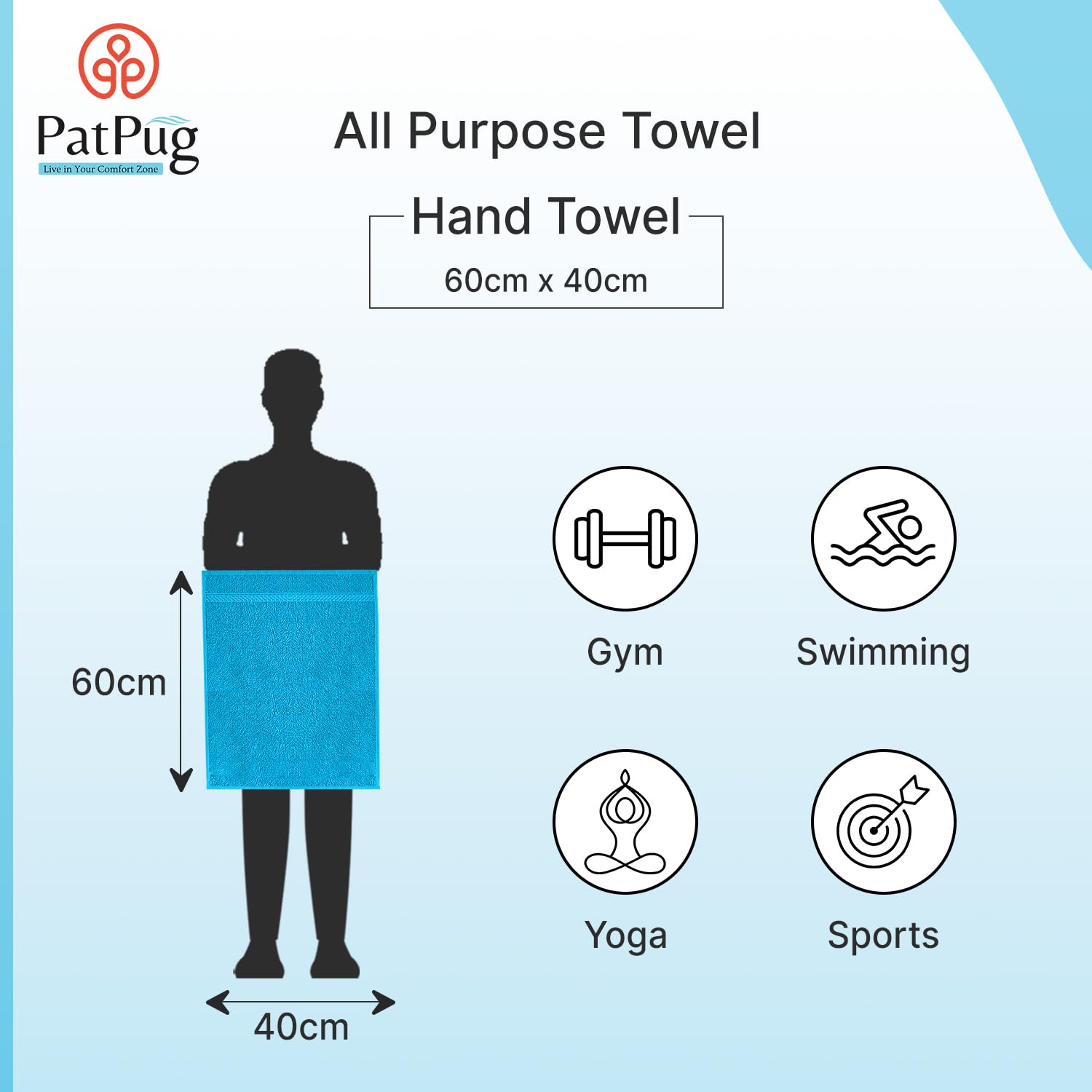 Patpug 100% Indian Ultra Soft Cotton Hand Towel 600 Gsm | For Gym, Workout, Yoga, Wash Basin (Olive Green & Teal) - 4 Piece