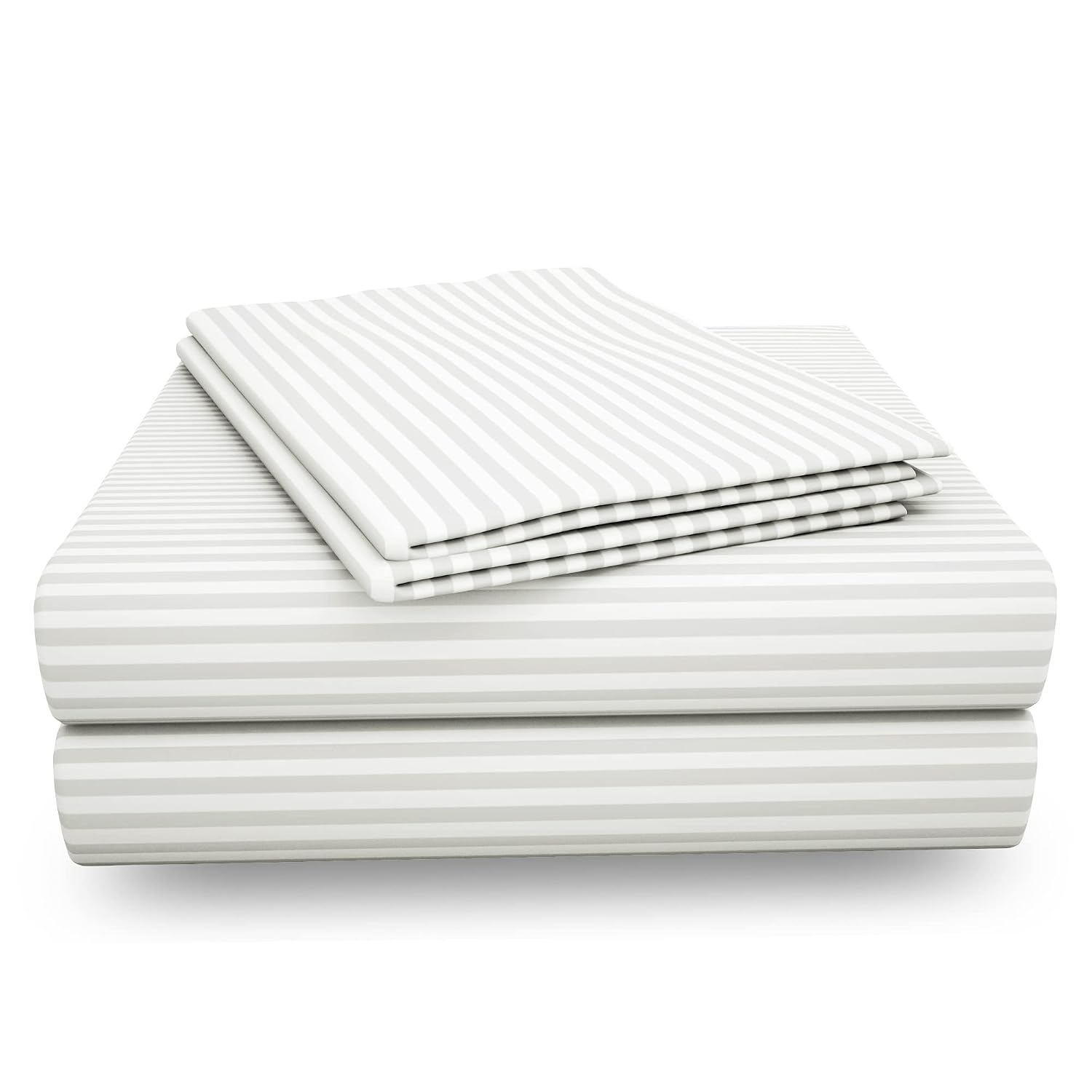 Satin Stripes King Size Cotton Bedsheet With 2 Pillow Covers - 108 X 108 Inches, White | Perfect For Home Decor, Guest House | Ideal For All Seasons