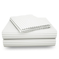 Satin Stripes King Size Cotton Bedsheet With 2 Pillow Covers - 108 X 108 Inches, White | Perfect For Home Decor, Guest House | Ideal For All Seasons