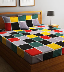 Microfiber Double Bedsheet With 2 Pillow Covers - 85 X 86 Inches, Multicolor | Normal Hand Wash Or Machine Wash | 144 Thread Count