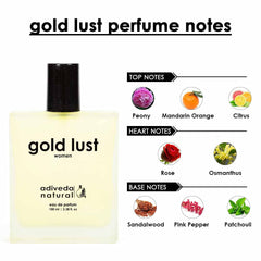 Adiveda Natural Gold Lust Eau De Parfum 100ml 3.38 Fl.oz. | Fresh Woody Perfume For Women