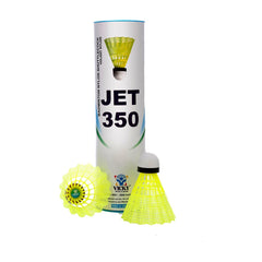 Vicky Jet 350 Nylon Badminton Shuttlecock Yellow , Shuttle Skirt Material | Pack Of 6