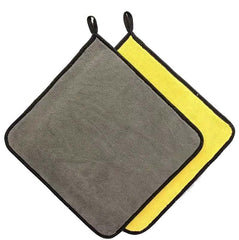 Hsr Car Accessices Cleaning 270 Gsm Microfiber Towel For Car Cleaning & Detailing - Dual Sided, Extra Thick Plush Microfiber Cloth (Pack Of 2) | Yellow & Grey